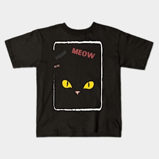 black cat with yellow eyes Kids T-Shirt